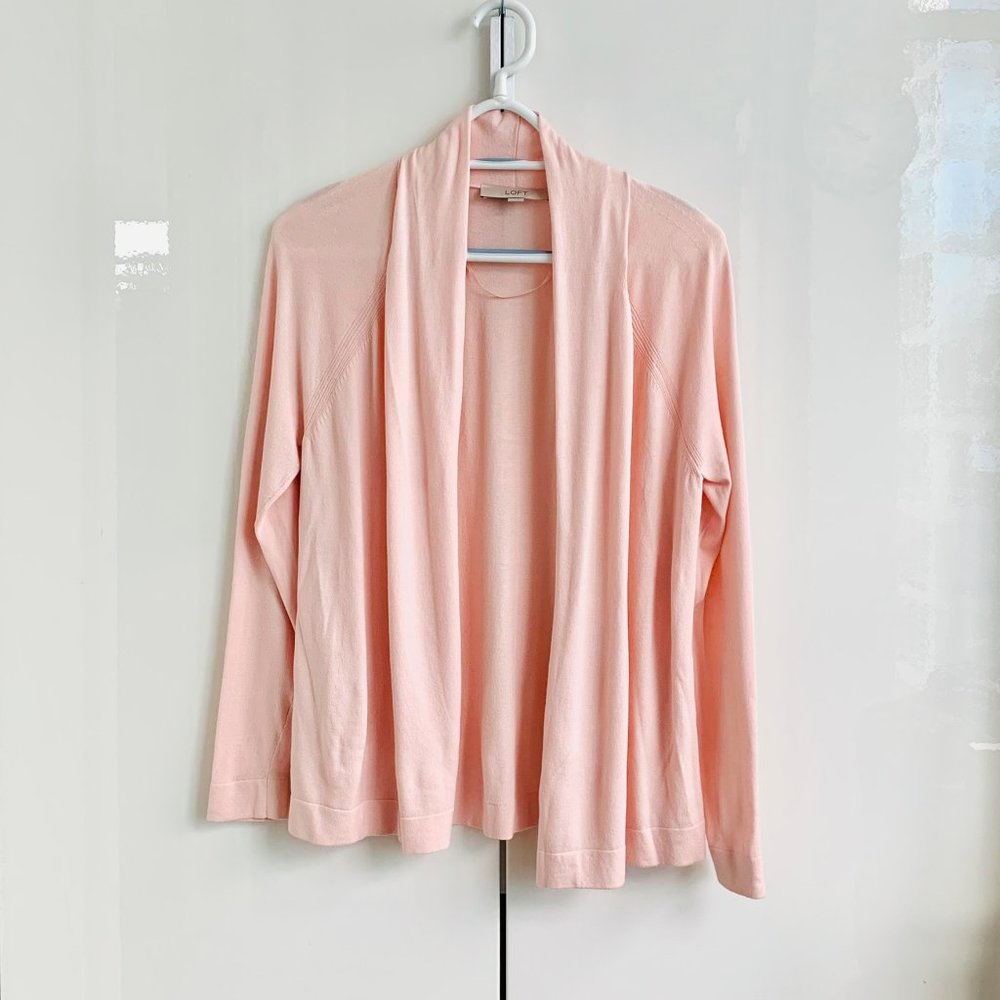 LOFT Women's Open Front Long Sleeve Casual Blazer Jacket Pink Size Small